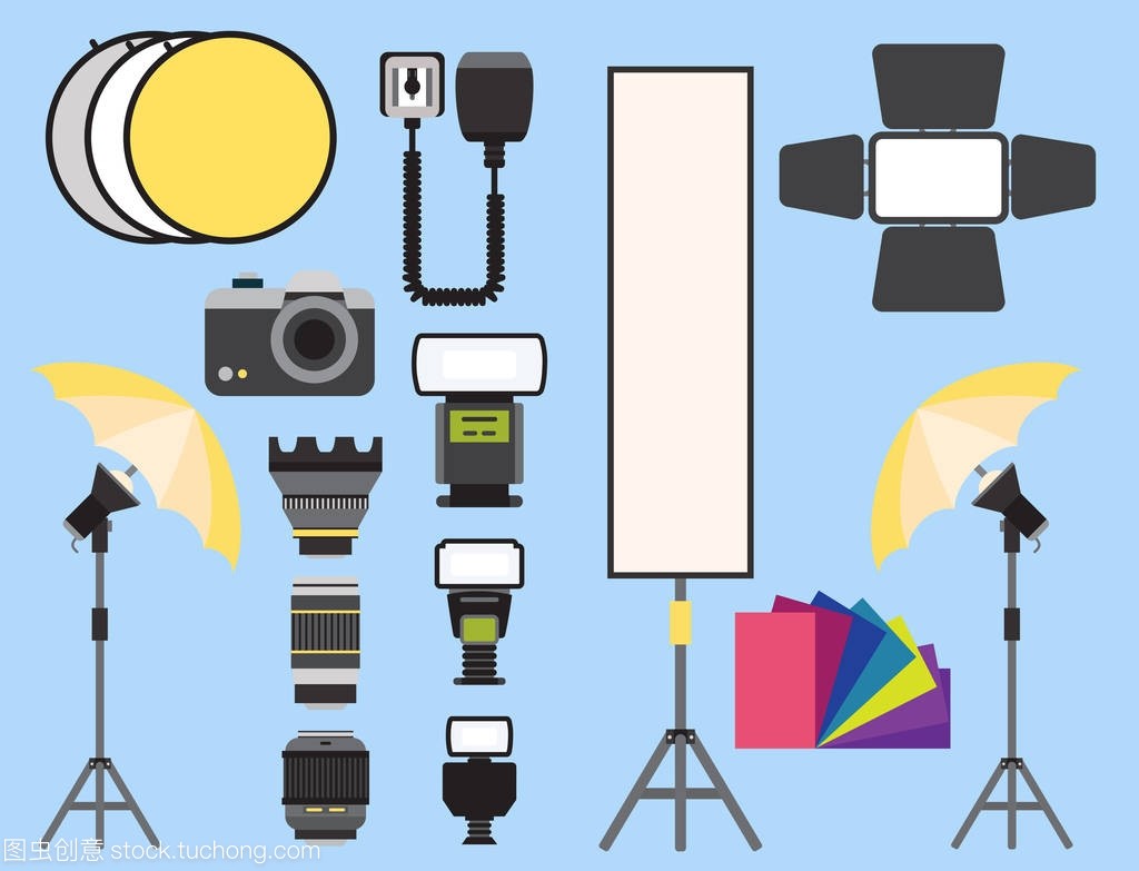 相机照片矢量工作室图标光学镜头类型客观复古摄影设备专业摄影师看图